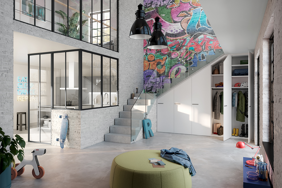 Optimale Stauraumnutzung – Treppenaufgang als Einbauschrank